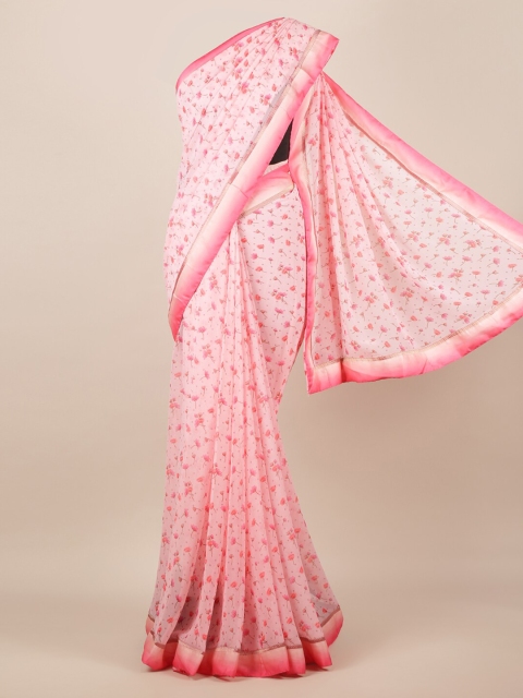 

Pothys Pink Floral Printed Poly Chiffon Saree