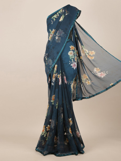 

Pothys Blue Printed Poly Chiffon Saree