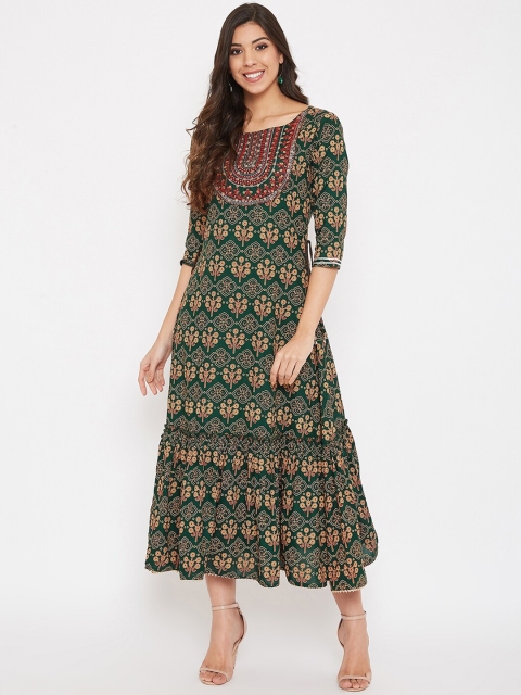 

Prakhya Women Green Printed Anarkali Kurta