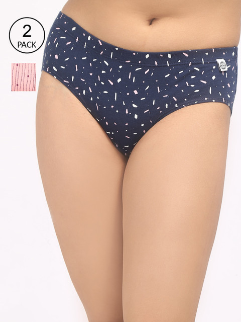

Wear Equal Women Pack Of 2 Printed Sustainable Hipster Briefs 003/BA/AOP, Pink