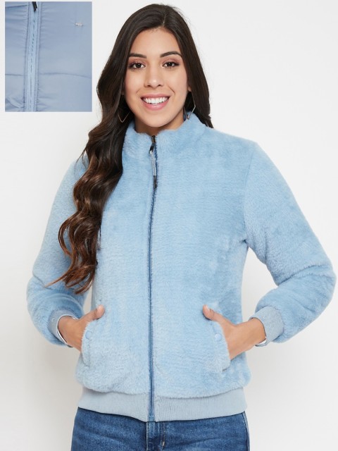 

Okane Women Blue Solid Reversible Bomber Jacket