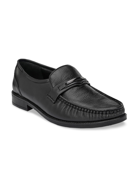 

Hitz Men Black Solid Leather Formal Loafers