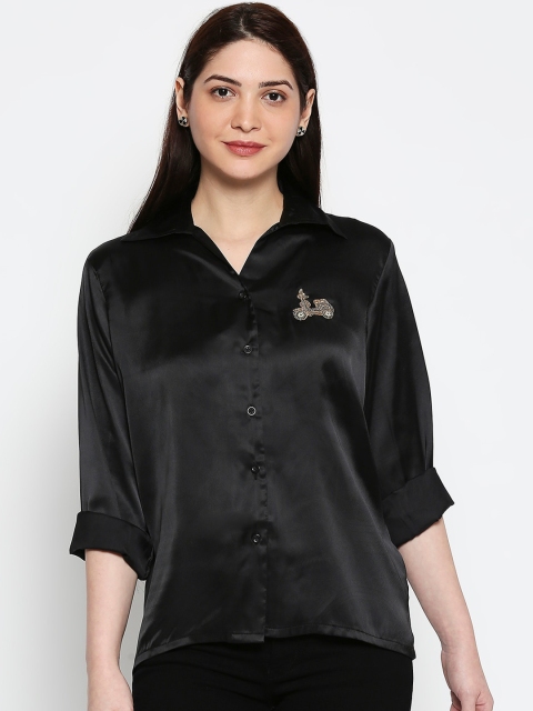

Ammarzo Women Black Solid Shirt Style Top