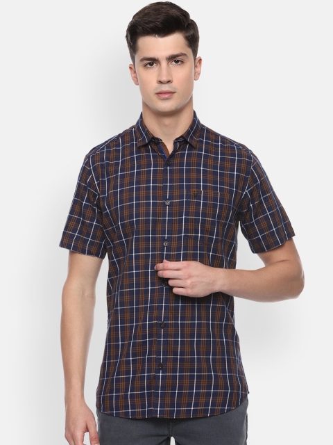 

Van Heusen Sport Men Navy Blue Slim Fit Checked Casual Shirt