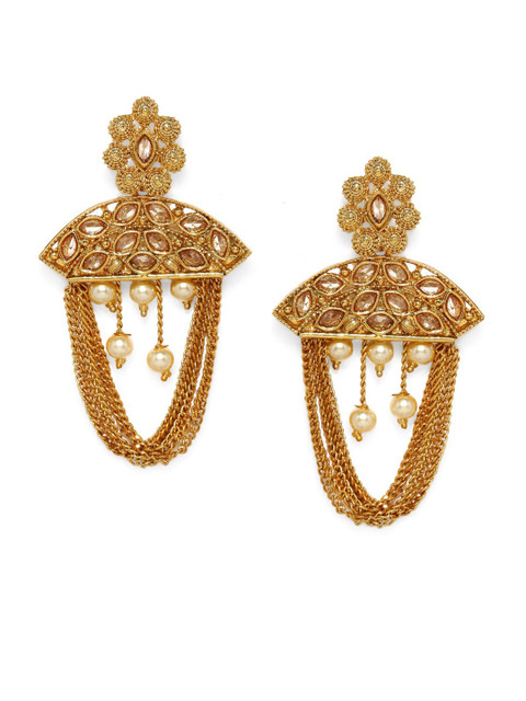 

Rubans Gold-Plated Contemporary Drop Earrings