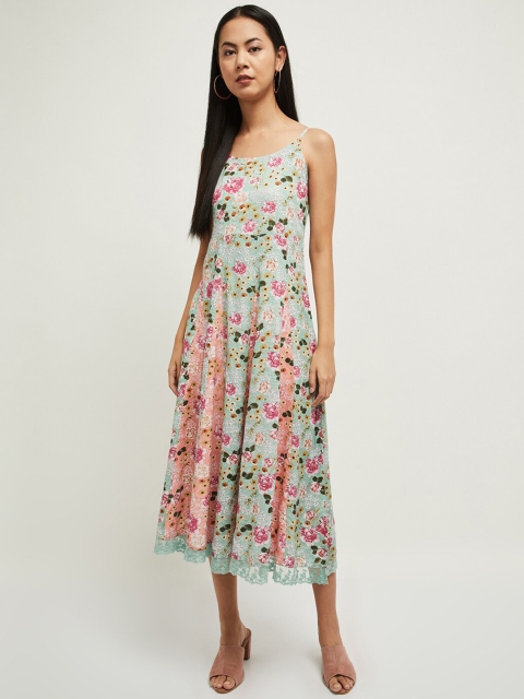 

max Women Green Printed A-Line Dress