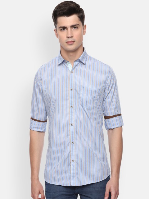 

Van Heusen Sport Men Blue & Purple Slim Fit Striped Casual Shirt