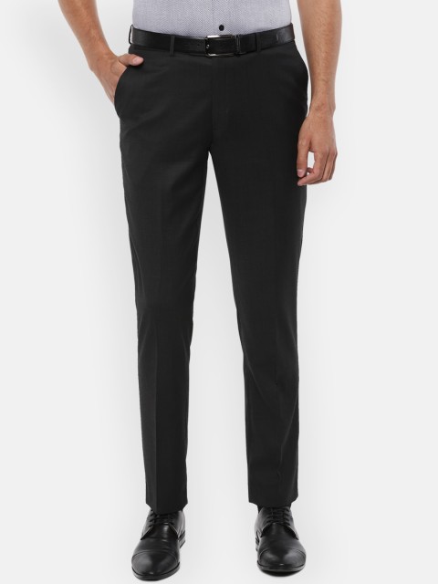 

Luxure by Louis Philippe Men Black Slim Fit Solid Formal Trousers