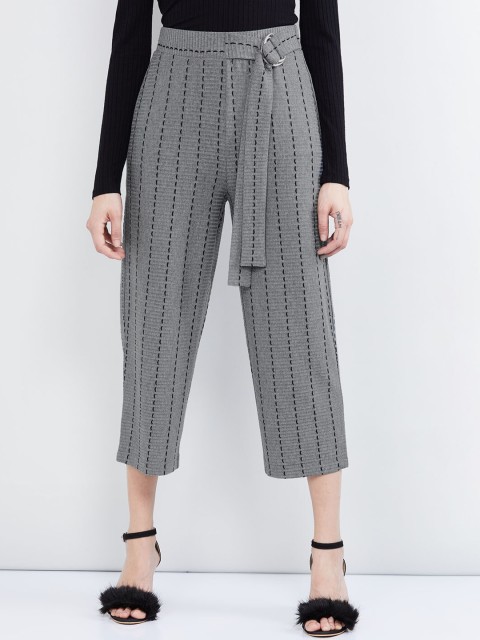 

max Women Grey Regular Fit Striped Culottes