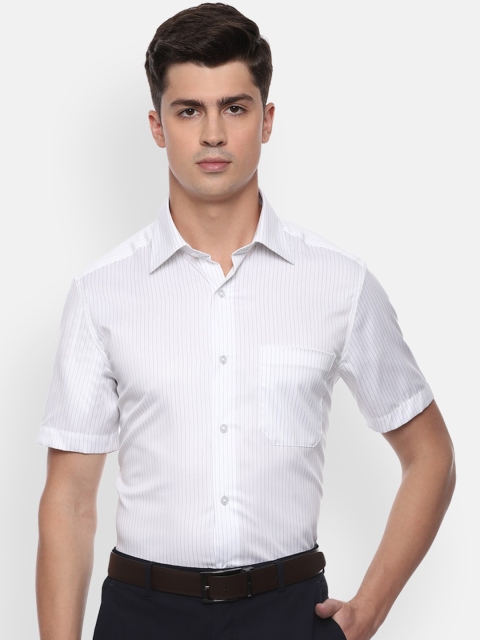 

Louis Philippe Men White & Grey Regular Fit Striped Formal Shirt