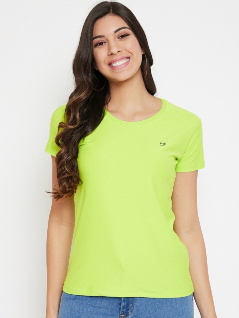 

Okane Women Fluorescent Green Solid Round Neck T-shirt