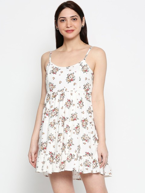

AMMARZO Women White Printed Fit and Flare Dress