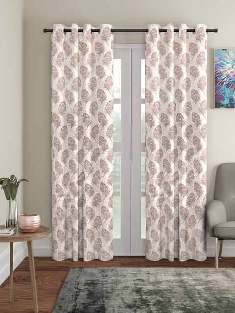 

HOSTA HOMES White & Brown Set of 2 Door Curtains