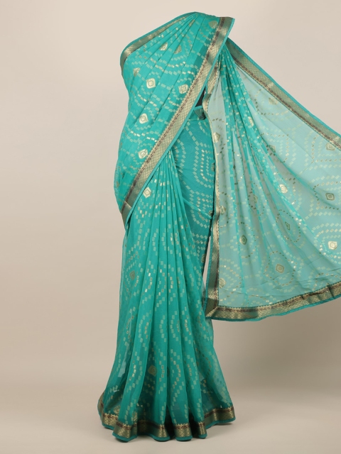 

Pothys Green Woven Design Poly Chiffon Saree