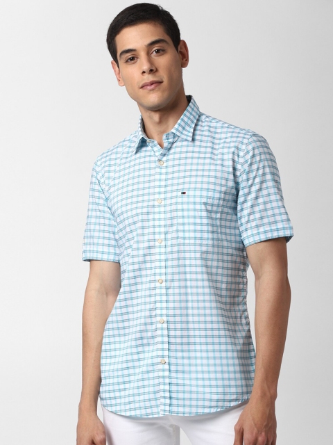 

Peter England Casuals Men Blue & White Slim Fit Checked Cotton Casual Shirt