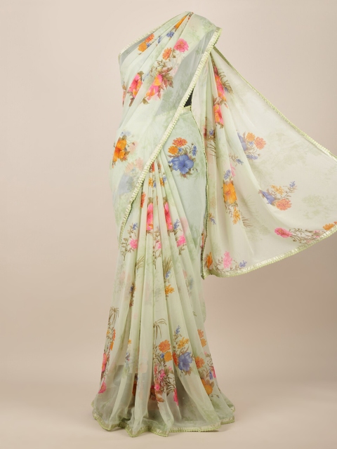 

Pothys Green Printed Poly Chiffon Saree