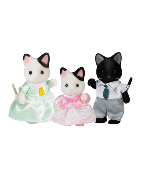 

Sylvian Families Kids White & Black Tuxedo Cat Family Toy Set