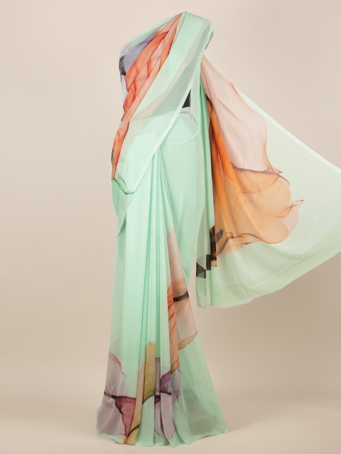 

Pothys Green Printed Poly Chiffon Saree
