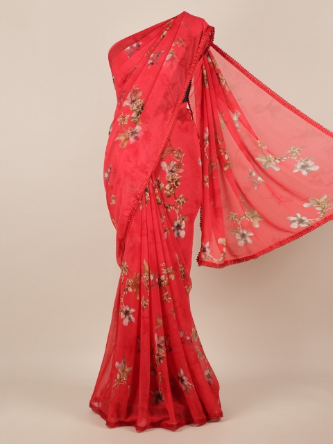 

Pothys Red Printed Poly Chiffon Saree