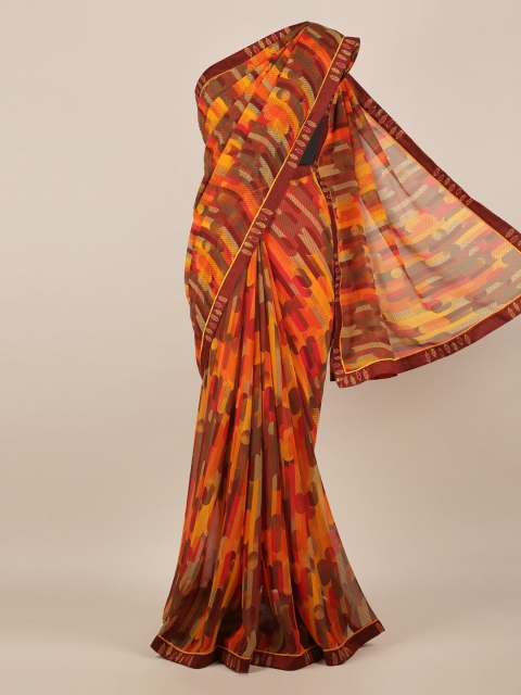 

Pothys Red & Yellow Poly Chiffon Printed Saree