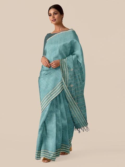 

Taneira Green Pure Silk Woven Design Bhagalpuri Saree