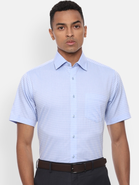 

Van Heusen Men Blue Regular Fit Checked Cotton Casual Shirt