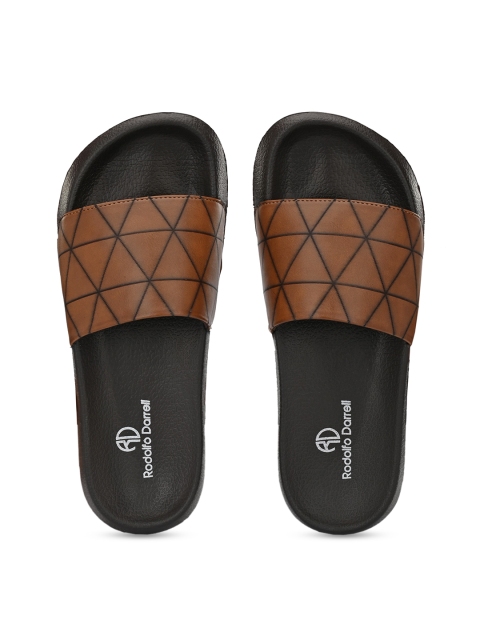 

Rodolfo Darrell Men Tan Brown & Black Printed Sliders