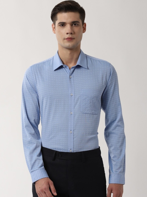 

Peter England Men Blue Self Design Slim Fit Formal Shirt