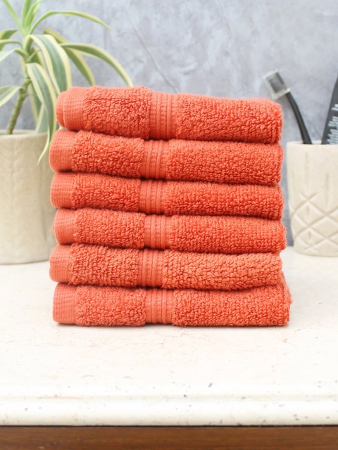

AVI Living Set of 6 Orange Solid 490 GSM Face Towels
