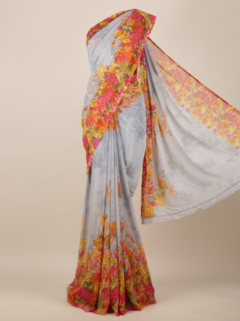 

Pothys Grey & Red Poly Chiffon Printed Saree