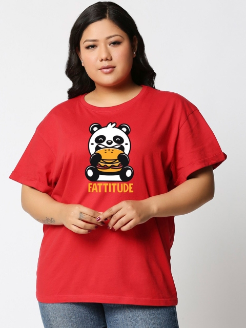

Bewakoof Women Red Printed Round Neck T-shirt