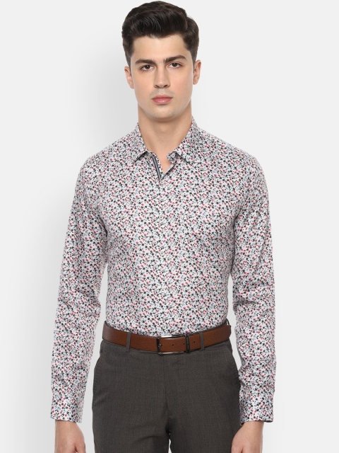 

Van Heusen Men White & Pink Slim Fit Printed Cotton Formal Shirt
