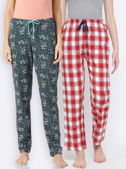 

Kanvin Women Pack of 2 Printed Lounge Pants, Green