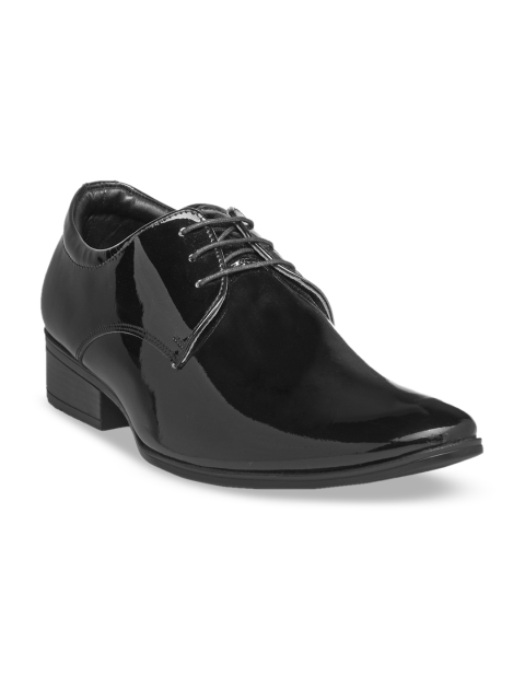 

Teakwood Leathers Men Black Solid Patent Leather Formal Derbys
