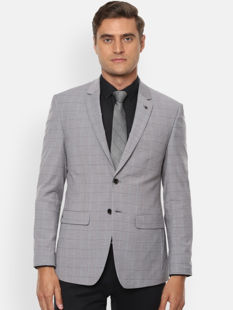 

Louis Philippe Men Grey & Black Checked Slim Fit Single-Breasted Formal Blazer