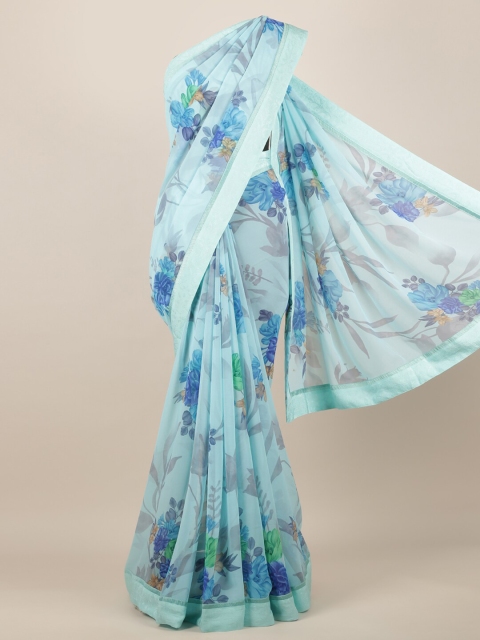 

Pothys Blue Printed Poly Chiffon Saree