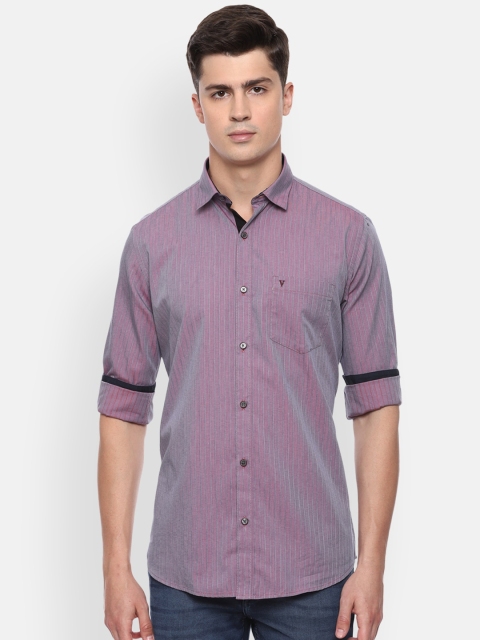 

Van Heusen Sport Men Maroon & Purple Slim Fit Striped Casual Shirt