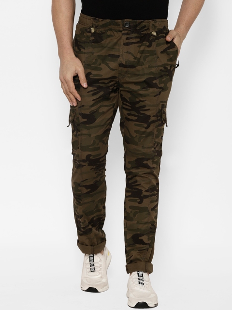 

SAPPER Men Olive Brown & Black Slim Fit Camouflage Printed Cargos