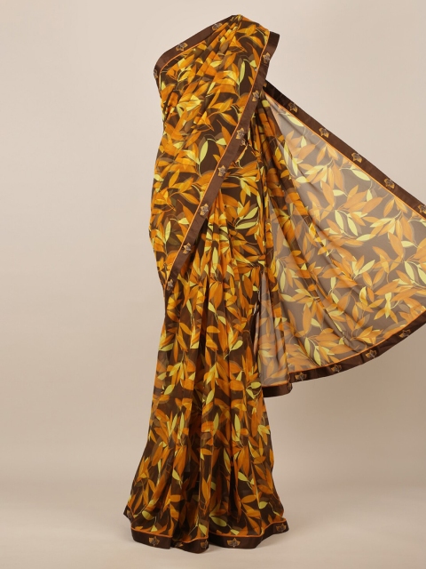 

Pothys Brown Printed Poly Chiffon Saree