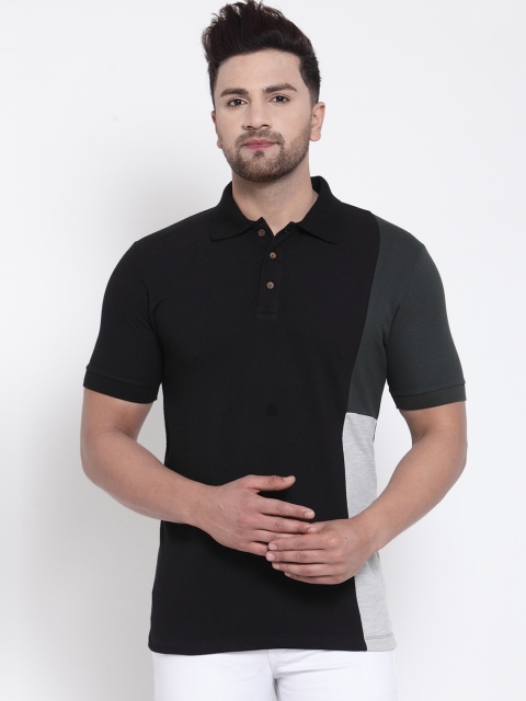 

Kalt Men Black Solid Polo Collar T-shirt
