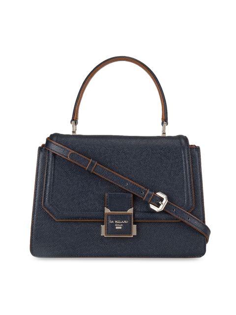 

Da Milano Navy Blue Leather Solid Satchel
