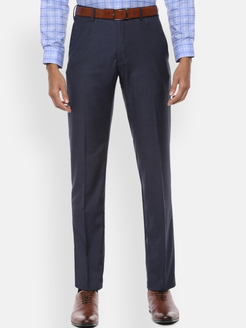 

Van Heusen Men Navy Blue Slim Fit Solid Formal Trousers