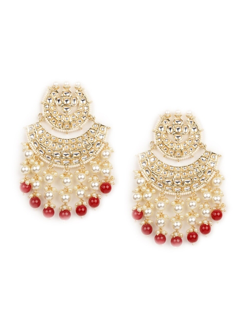 

NAMASYA Red & Gold-Toned Classic Chandelier Chandbalis