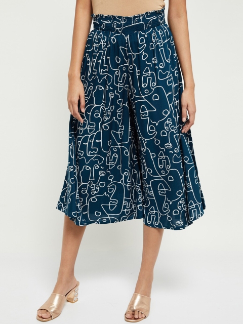 

max Women Blue Regular Fit Printed Culottes