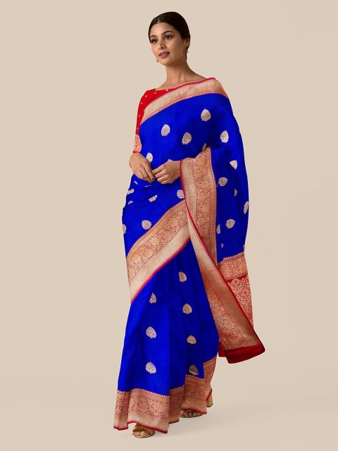 

Taneira Blue Pure Silk Woven Design Banarasi Saree