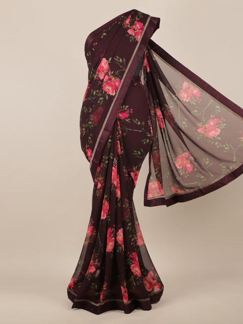 

Pothys Brown Printed Poly Chiffon Saree