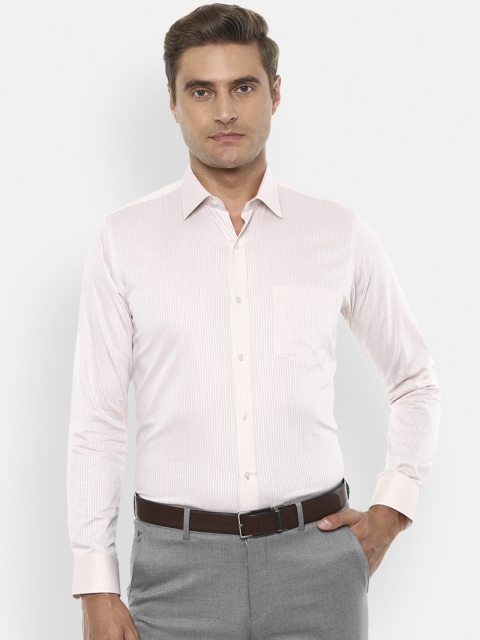 

Van Heusen Men Cream-Coloured Slim Fit Striped Formal Shirt