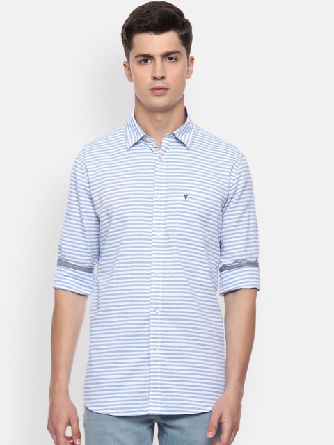 

Van Heusen Sport Men White & Blue Slim Fit Striped Casual Shirt