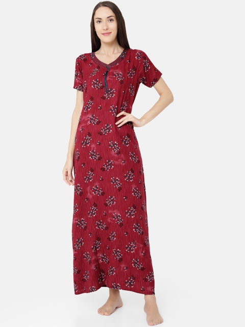 

Sand Dune Maroon Printed Nightdress