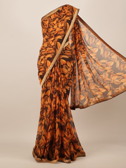 

Pothys Brown Printed Poly Chiffon Saree